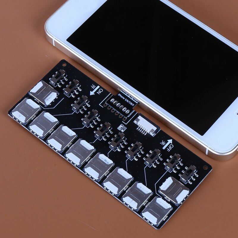 10-Slot SIM Card Adapter Multi-SIM Card Reader Mini SIM Nano with Independent Control Switch for 5/6/7/8/X