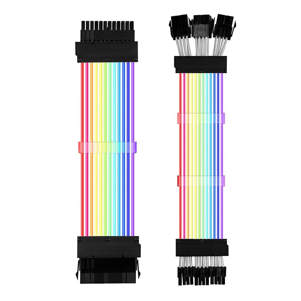 ARGB PSU Power Supply Extension Cable RGB Flow ATX 24Pin Pcie GPU Dual