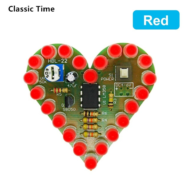 DIY Kit Heart Shape Breathing Lamp Kit DC 4V-6V Breathing LED Suite Red White Blue Green DIY Electronic Production for Learning