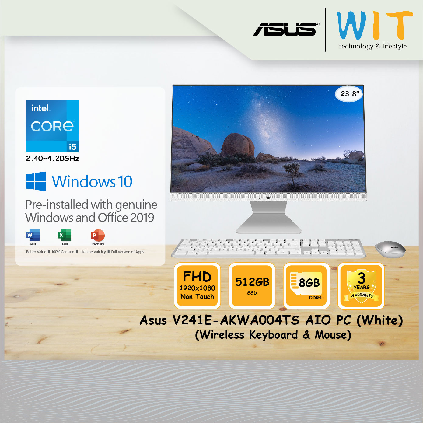 Asus AIO PC V241E-AKWA004TS (White)/23 