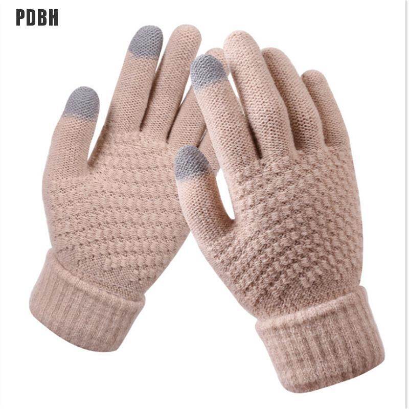 [PDBH Fashion Store] Women Winter Touch Screen Gloves Warm Stretch Knit Mittens Full Finger Guantes