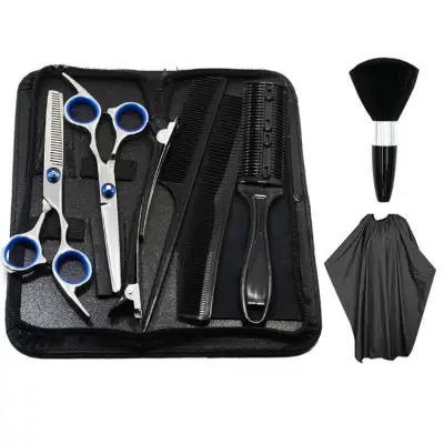 Hair Cutting Scissors and Thinning Shears Set Professional Haircut Scissors Kit Indoor Hairdressing Set with Comb Clip Cape and Others for Daily Hair Styling