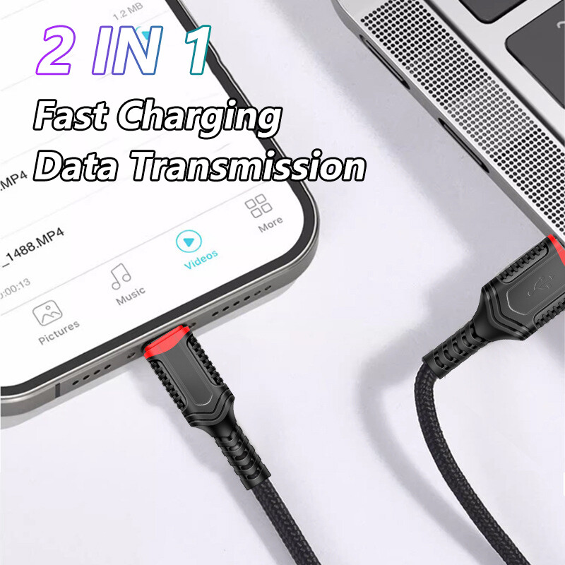 DISOUR 66W Fast Charge Cable Nylon Braided Charging Line USB To USB To Micro USB/Type-C/iPhone Support Data Transfer For IOS Android