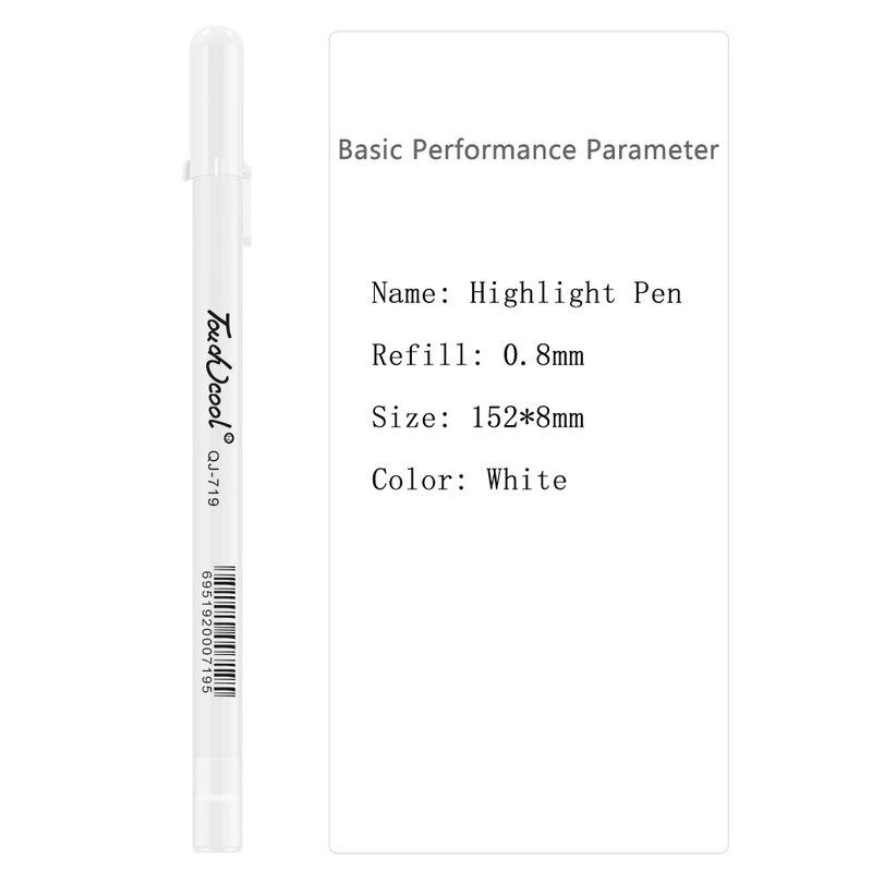 3 Bút vẽ highlight đánh dấu nhật ký màu trắng 0.8 mm-INTL
