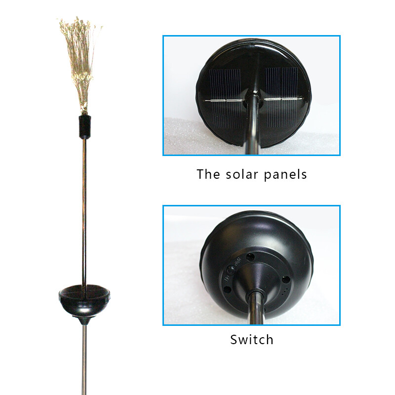 【lightingeverthing】Solar Powered Outdoor Grass Globe Dandelion Fireworks Lamp Flash String 90 /120/150 LED For Garden Lawn Landscape Holiday Light