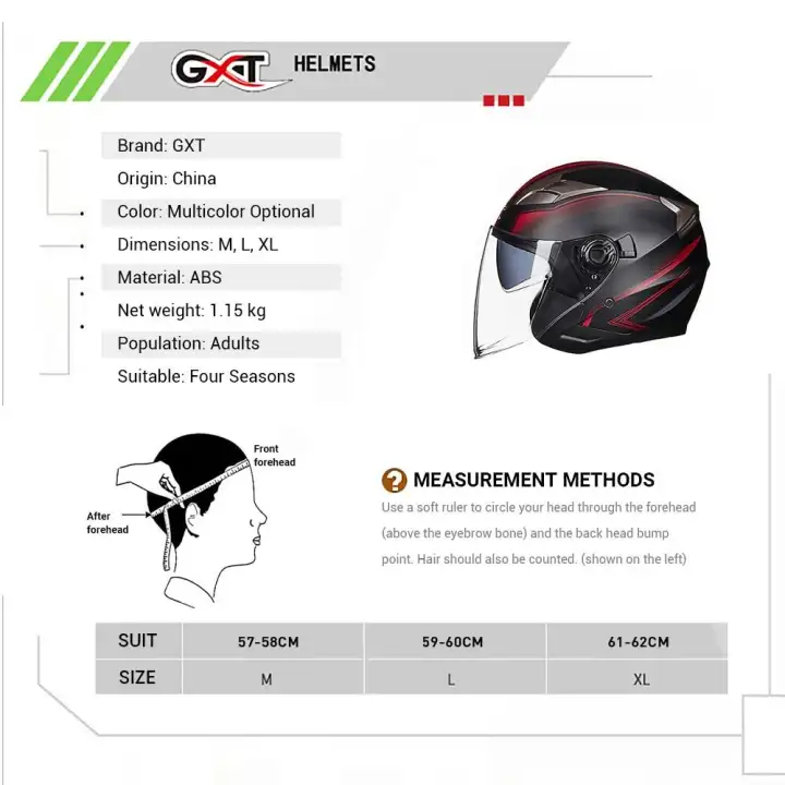 Gxt Motorcycle Helmet Open Face Dual Lens Visors Moto Helmet