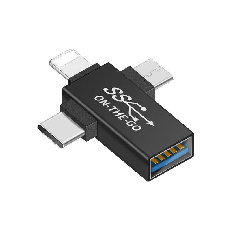 Bộ Chuyển Đổi OTG 3 Trong 1 Phích Cắm Chuyển Đổi Ánh Sáng Type C Micro Usb Sang Usb 3.0 Bộ Chuyển Đổi Truyền Dữ Liệu Android Đầu Nối Otg Type C