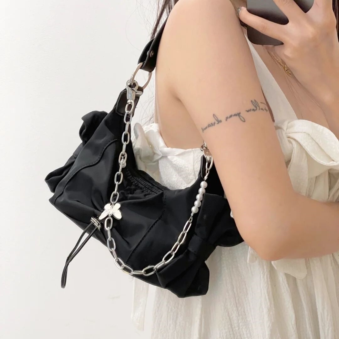 Facebook influencer new sling bag for women on sale 2021 new soft butterfly series leisure mini underarm niche nylon sweet cool wind worn one shoulder fold