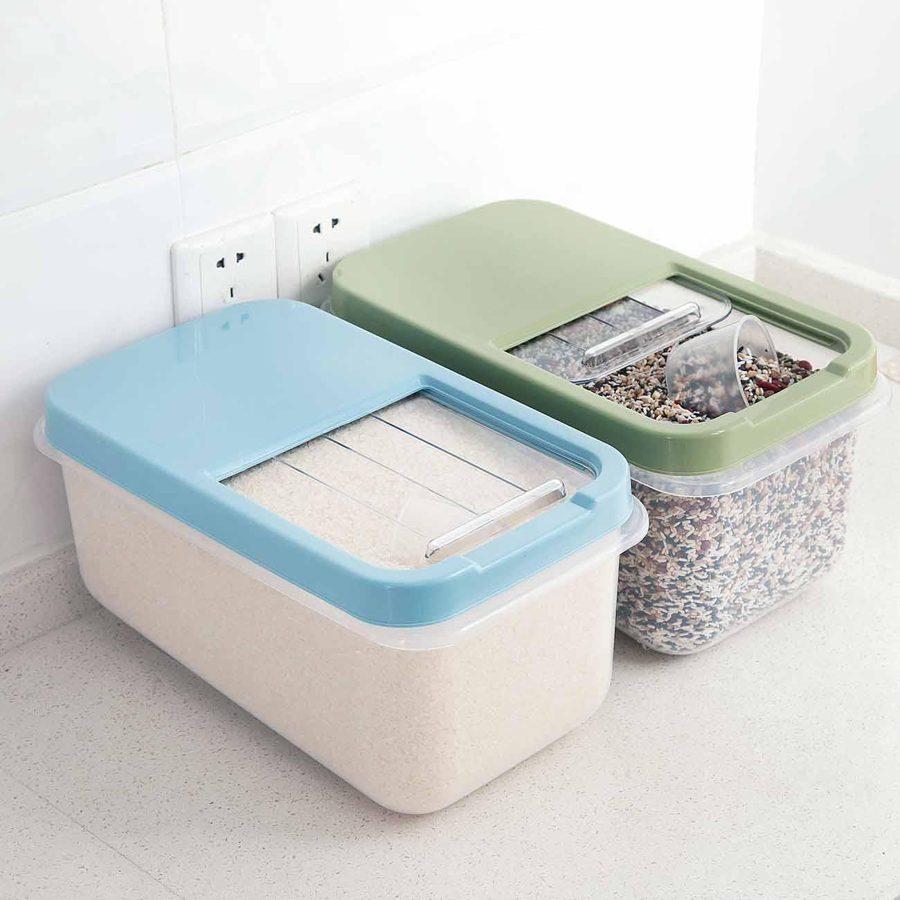 Homenhome Rice Storage Box Flour Storage Box Kitchen Cabinet (1 Pcs Storgae Container+ 1 Pcs Measure Cup)
