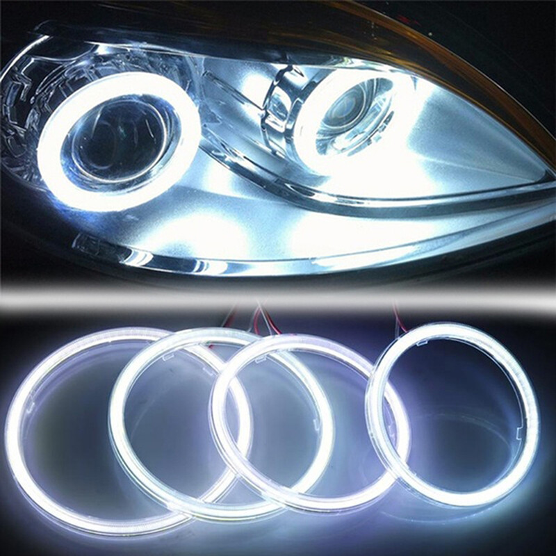 White COB SMD Angel Eyes Car LED Fog Light Ring DRL Headlight Lamp Decoration