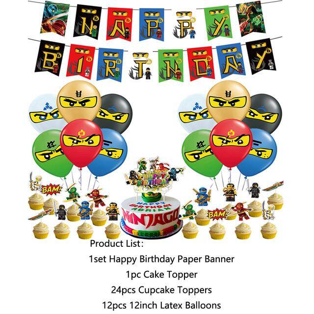 1Set Ninja Balloons Legoings Latex Ballons Legoing Ninjagoed Happy Birthday Banner Party Game Hero Decor Boy Kids Toy Globos
