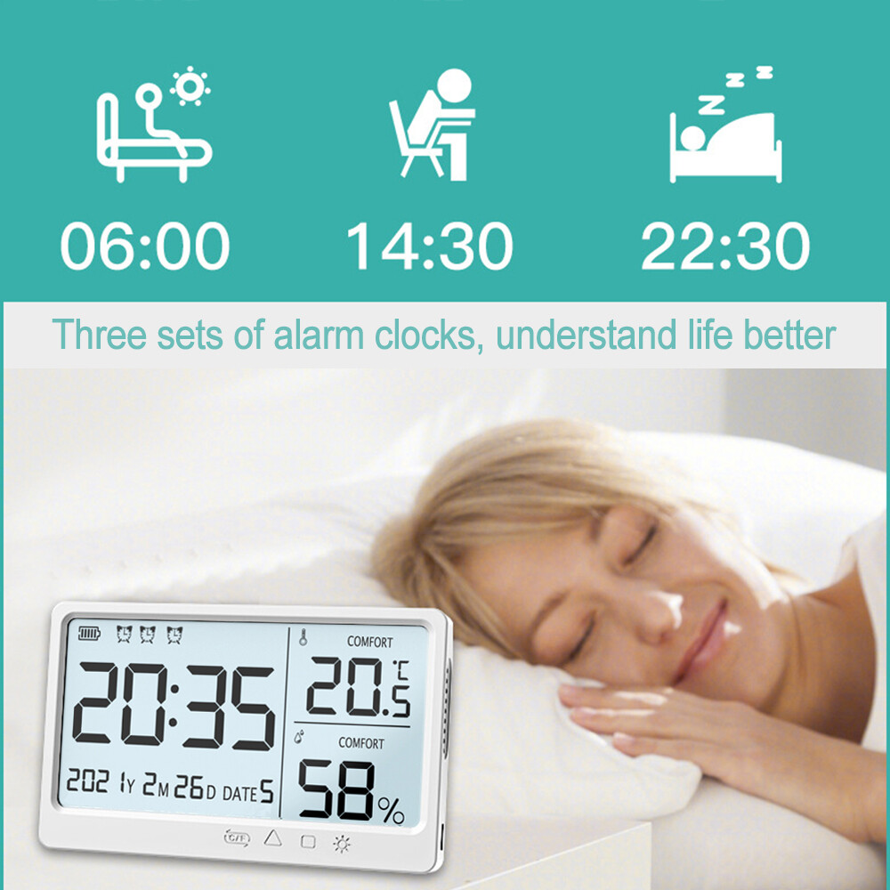 Đồng hồ báo thức Smart Sensor đo nhiệt độ ẩm màn hình LCD-INTL