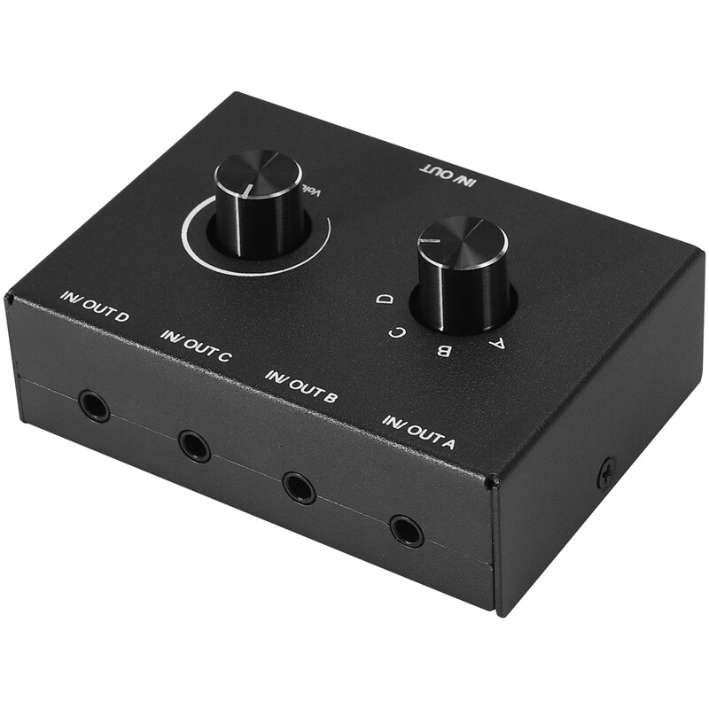 4 Port Audio Switch, 3.5mm Audio Switcher, Stereo AUX Audio Selector, 4