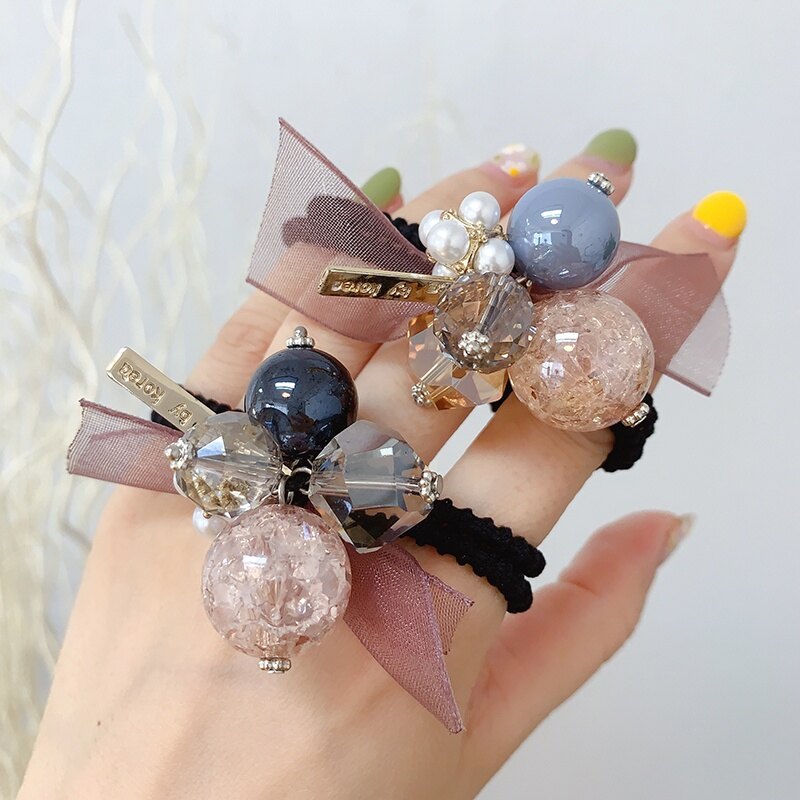 New Korean Hair Rope Fashion Cute Crystal Ball Elastic Rubber Band Girl Woman Hair Accessories