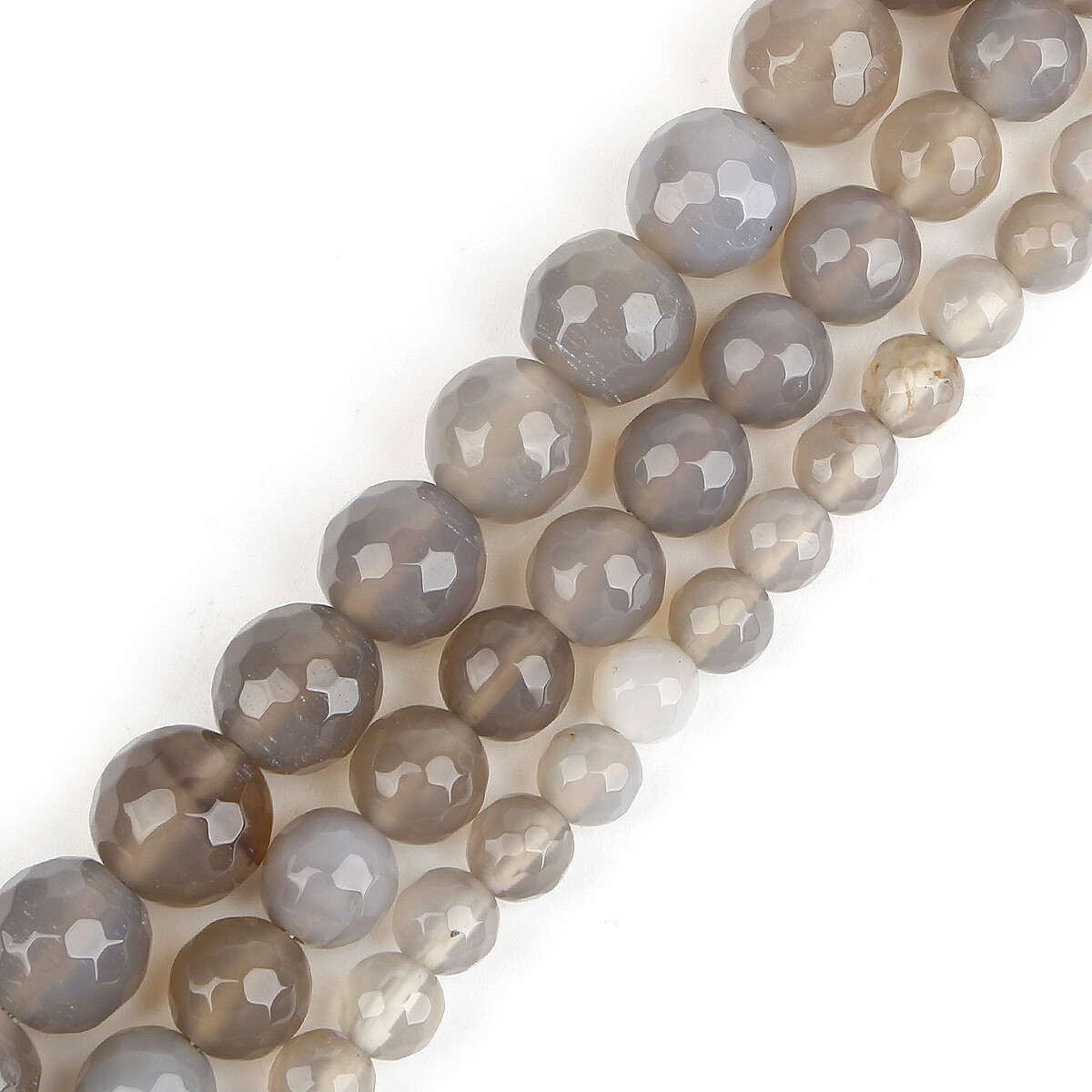 Faceted Natural Stone Beads 4/6/8/10MM Grey Agate Beads For Jewelry Making DIY Bracelet Necklace Earrings