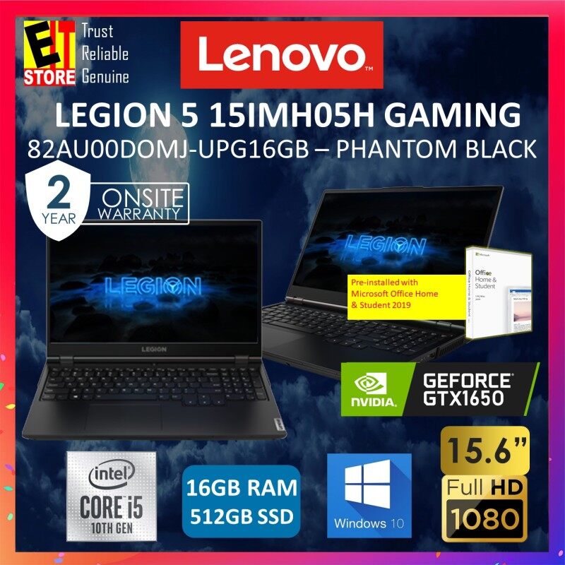 LENOVO LEGION 5i 15IMH05 (82AU00DOMJ-UPG16GB) GAMING LAPTOP (I5-10300H/16GB/512GB SSD/15.6 FHD 144HZ/4G GTX 1650/W10/2YRS PREMIUM /MS.OFFICE 2019 h&s) Malaysia