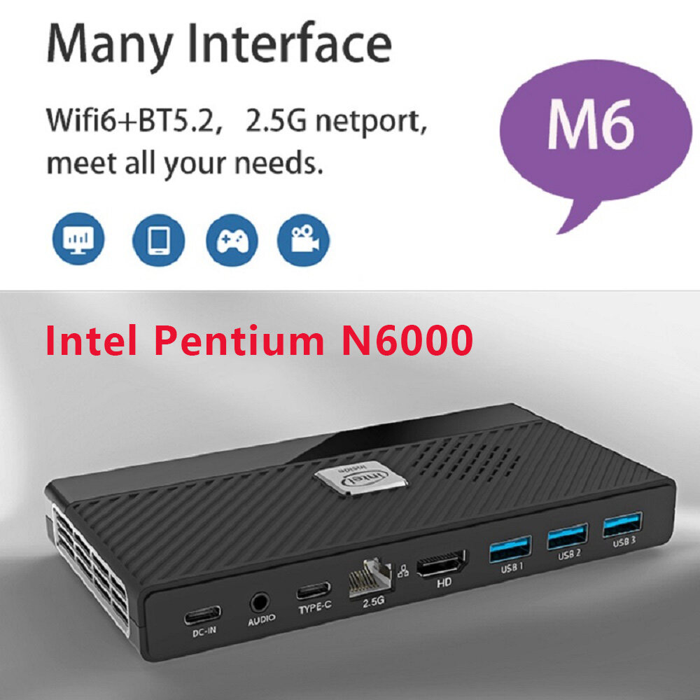 M6 11th Gen Intel Mini PC Windows 11 Intel Pentium N6000 Mini PC 8/16GB
