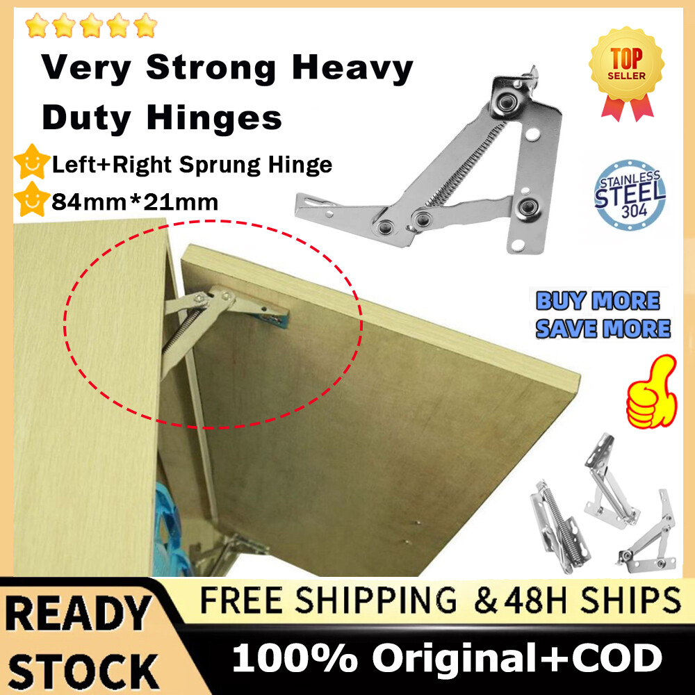 2x 80 degree Sprung Hinges Cabinet Door Lift Up Stay Flap Top Support Cupboard Kitchen