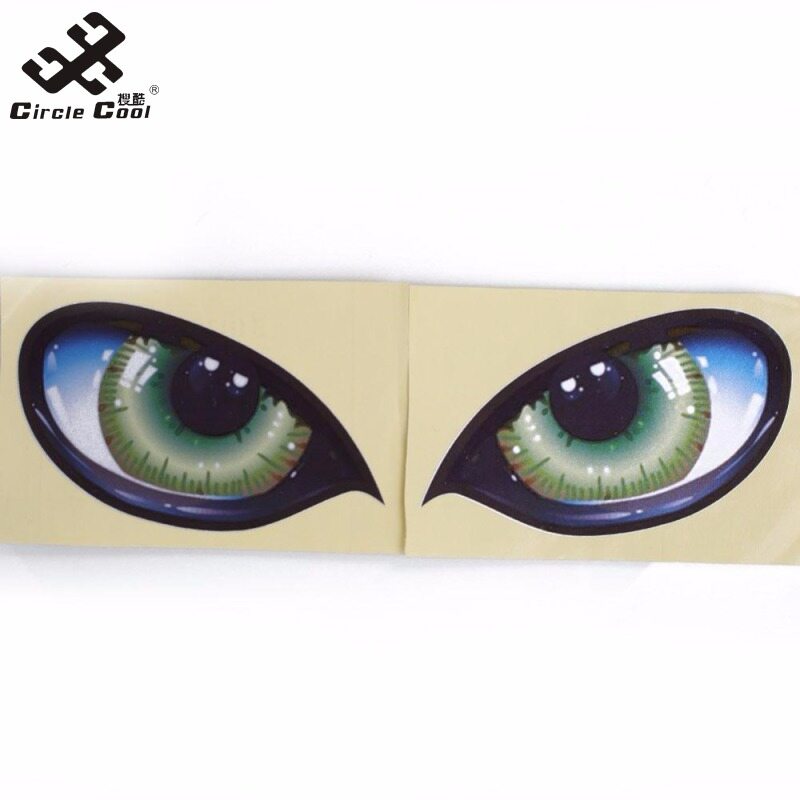 Circle Cool 2Pcs 3D Stereo Reflective Cat Eyes Car Sticker Creative Rearview Mirror Decal