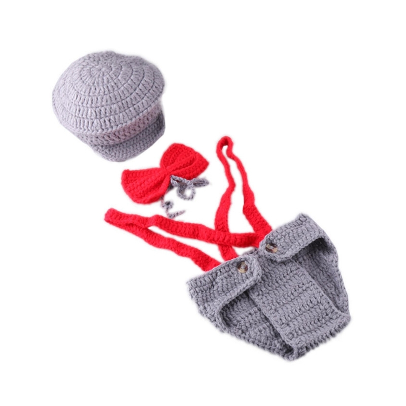 ✪ Newborn Photography Props Outfit Girl Boy Baby Photo Props Hat Bowknot 0-3 Month