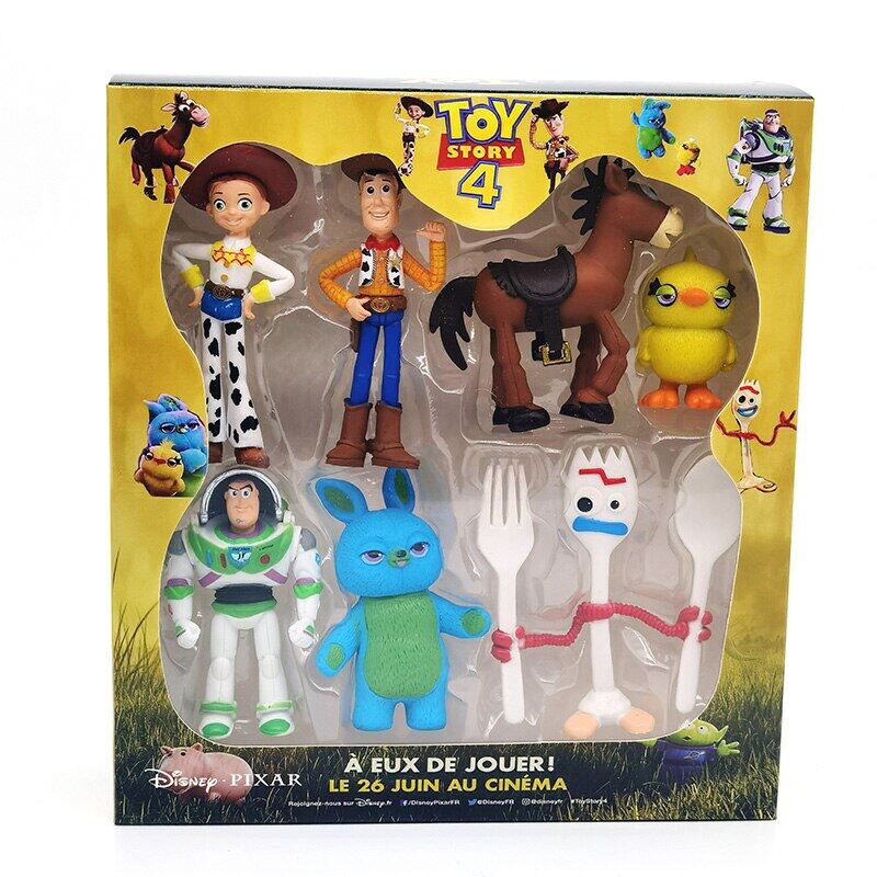 7PCS ToyStory 4 Action Figure toys Woody Jessie Buzz Lightyear Forky Pig Bear Figura Model Doll Figurine Kids Gifts with box