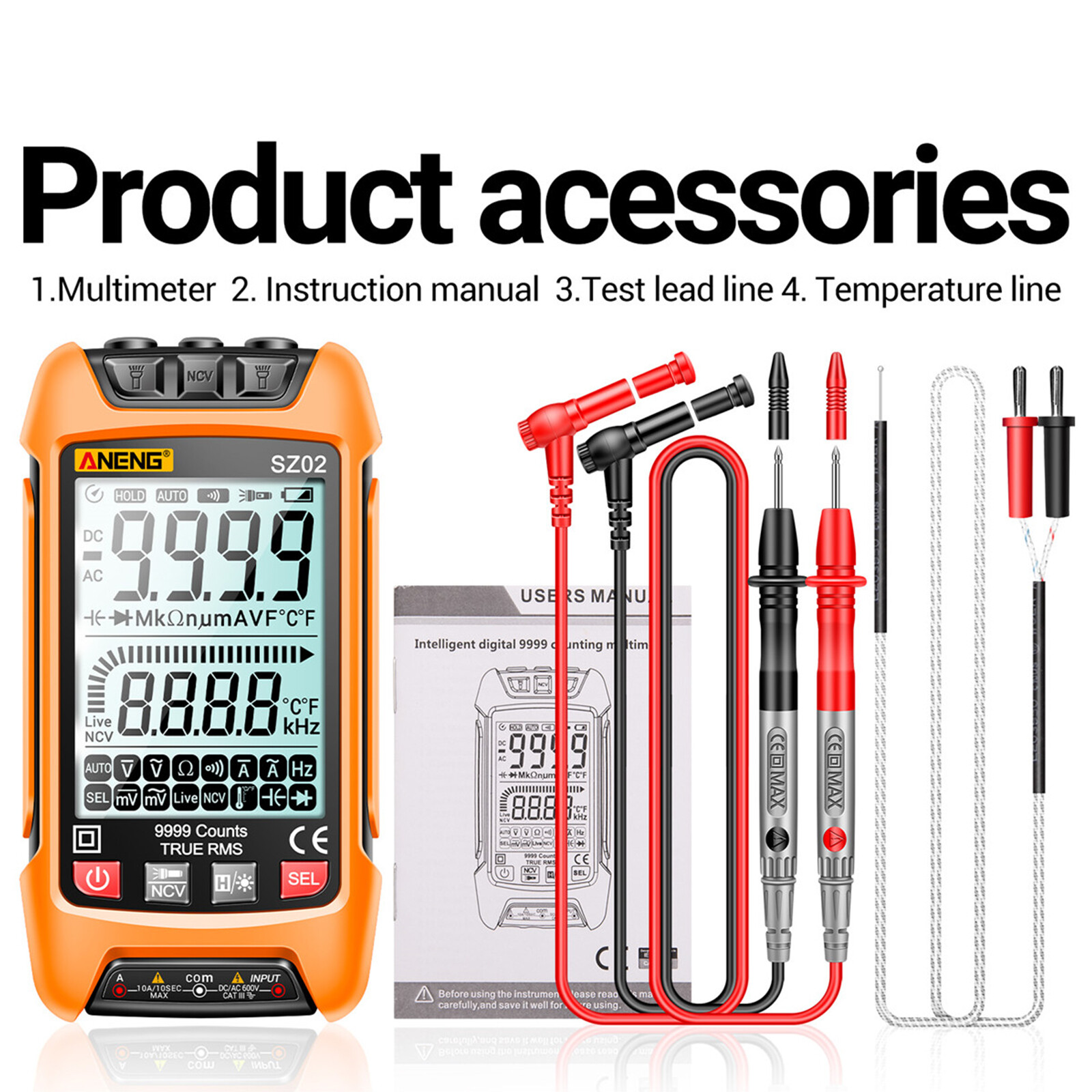 Digital Multimeter Multi- Tester Voltmeter Ammeter AC/for DC Voltage Current Resistance Frequency Electrical Test Meter