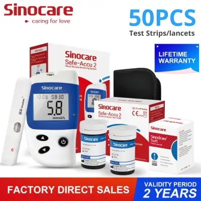 Sinocare Safe-Accu2 Blood Glucose Meter Diabetes Tester Kit Glucometer with 50 Test Strips/Lancets Blood Sugar Monitor