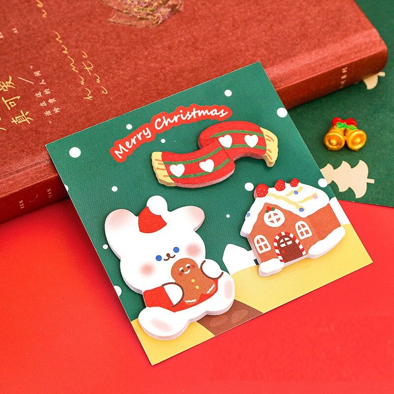 60Sheets Cartoon Christmas Sticky Notes Student Memo Notes Cute Hand Account Post-it Notes Xmas Gift