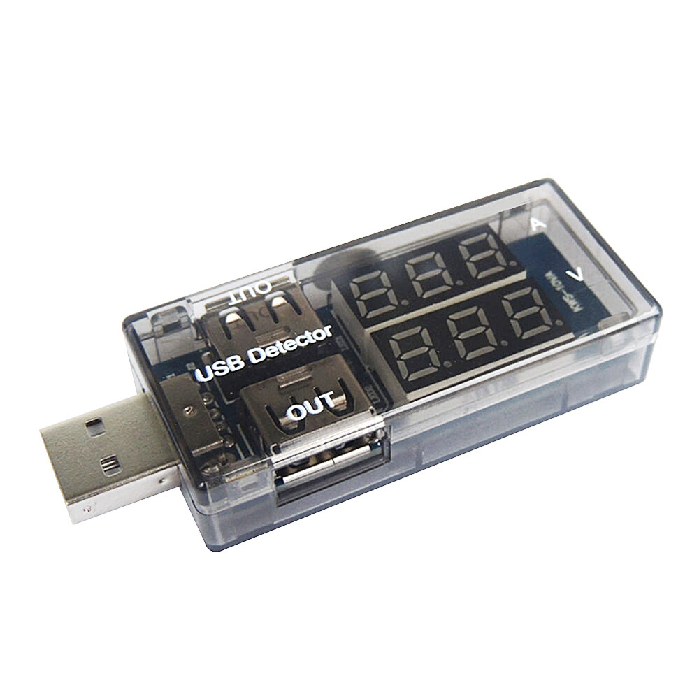 Aideepen Chính Hãng 1/2 Chiếc Máy Dò USB Máy Đo Điện Áp Dòng Điện Máy Đo Vôn Kế Kỹ Thuật Số Hiển Thị Hai Hàng LED Màu Đỏ + Xanh Dương Ampe Kế Sạc Doctor Màu Đen
