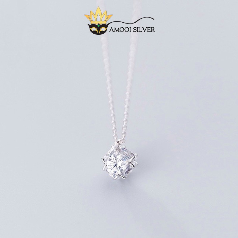 Dây chuyền bạc S925 galaxy nạm đá hình lập phương - Amooi Silver AD87