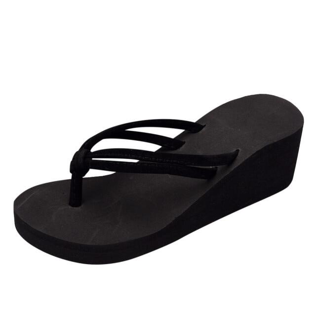 Jaycosin women shoes 2021 solid color non-slip feet flip-flops high-heeled wedges beach sandals summer slippers flip flops