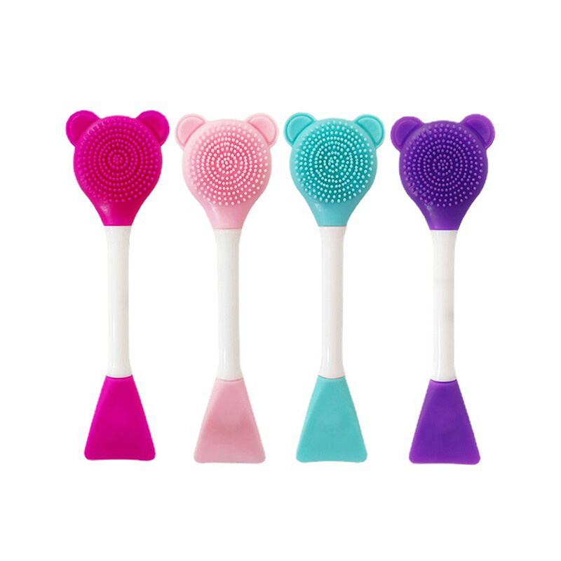 【BeautyMalls】 Cọ Đắp Mặt Nạ Hai Đầu Bằng Silicon Hình Gấu Cọ Rửa Mặt Đa Năng Dụng Cụ Làm Mặt Nạ Dạng Bôi Tự Làm