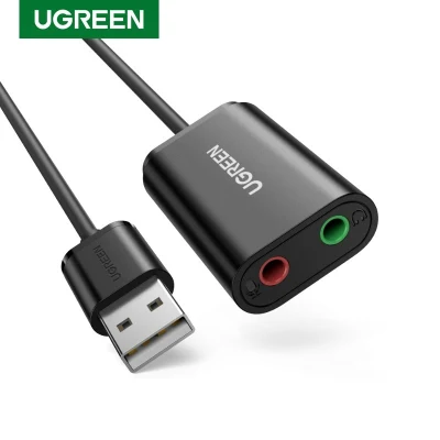 UGREEN Sound Card External USB Adapter to Microphone Audio (3.5mm)