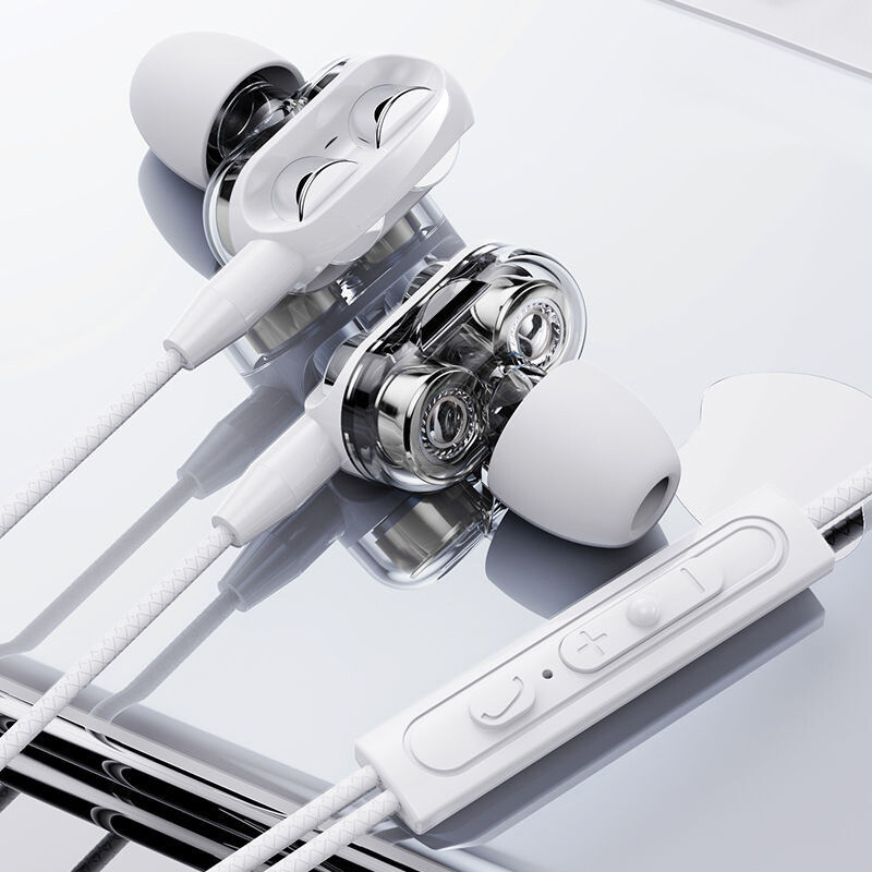 Tai Nghe Có Mic, Tai Nghe Chơi Game HiFi 3.5Mm Thể Thao Năng Động Loa Kép 4 Lõi Tai Nghe Rảnh Tay