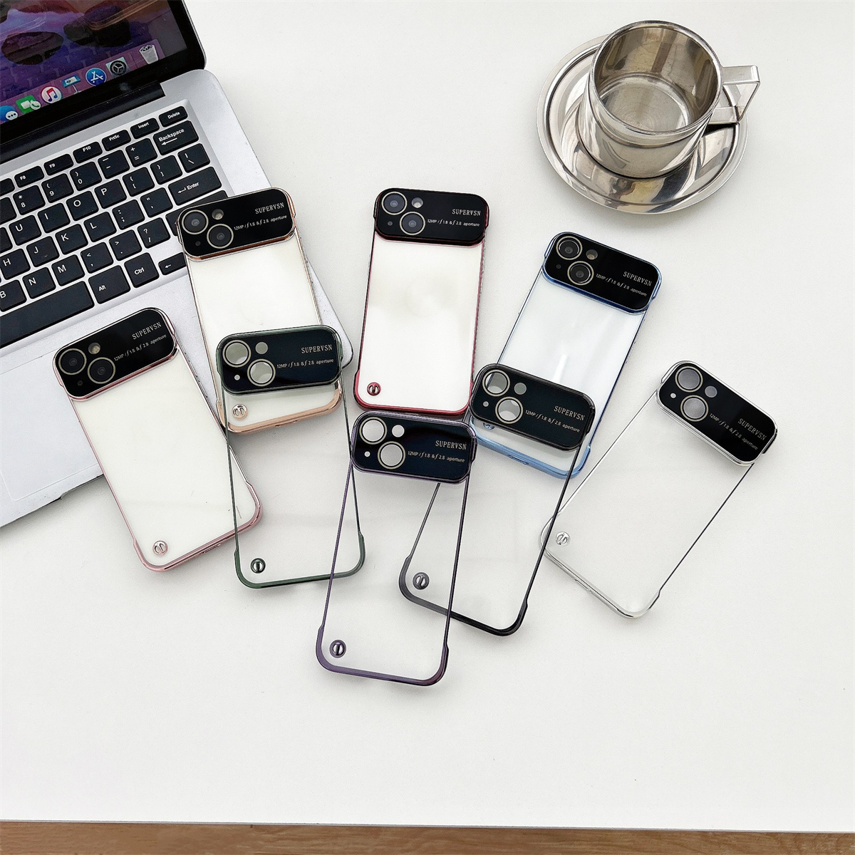 Luxury Boundless Plating Phone Case For iPhone 14 13 12 11 Pro Max 12 13 Pro 14 plus 11 Pro Max Hard PC Transparent Large Window Phone Case For iPhone 14 Pro Max