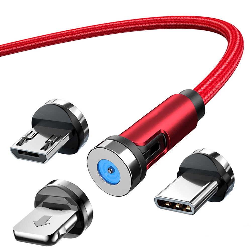 FONKEN Cáp Từ Tính Xoay 540, Cáp Sạc Từ Tính Micro USB Cáp Nam Châm USB Type C Xoay Dây Cho iPhone Xiaomi Samsung