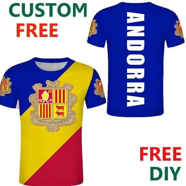 👕 2023 Andorra White T Shirt Free Custom Island Flag Emblem Tee Shirts DIY Country Strip Tee Youth Clothing Jersey Custom goods