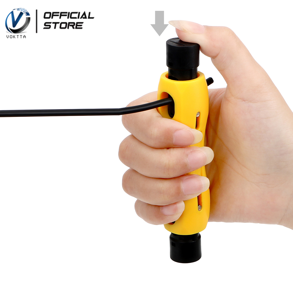 Voktta coaxial cable wire pen cutter stripper hand stripping pliers tool for rg59 rg11 rg7 rg6 electrician repair tool yellow