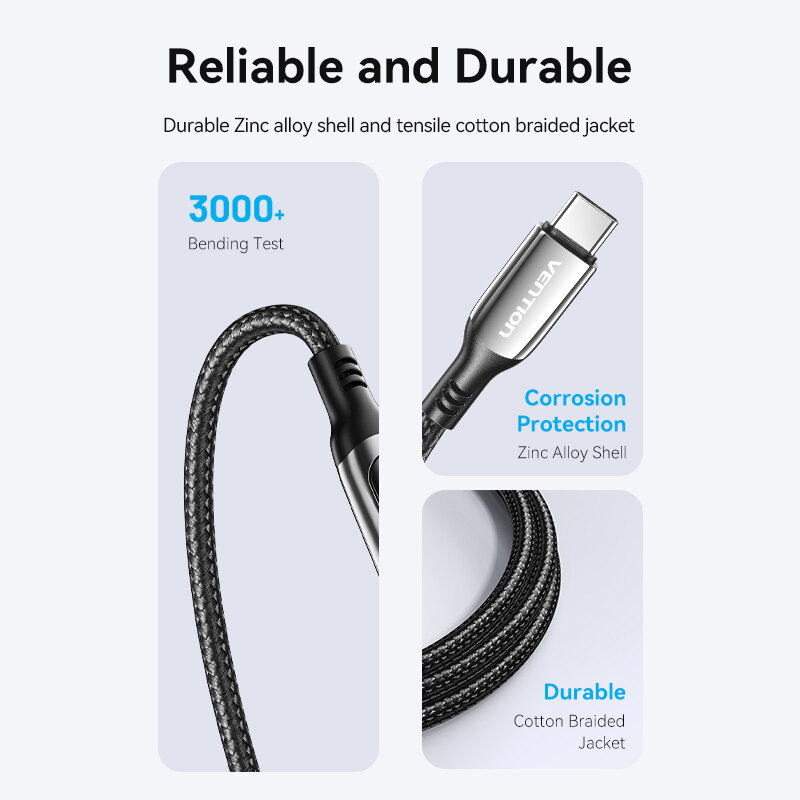 Vention 5A 100W E-Marker Samrt LED USB 2.0 Type C to Type C Cable Fast Charging for MacBook Air 2020 SAMSUNG S22+ Note 20 S10 Laptops USB C to USB C Cable