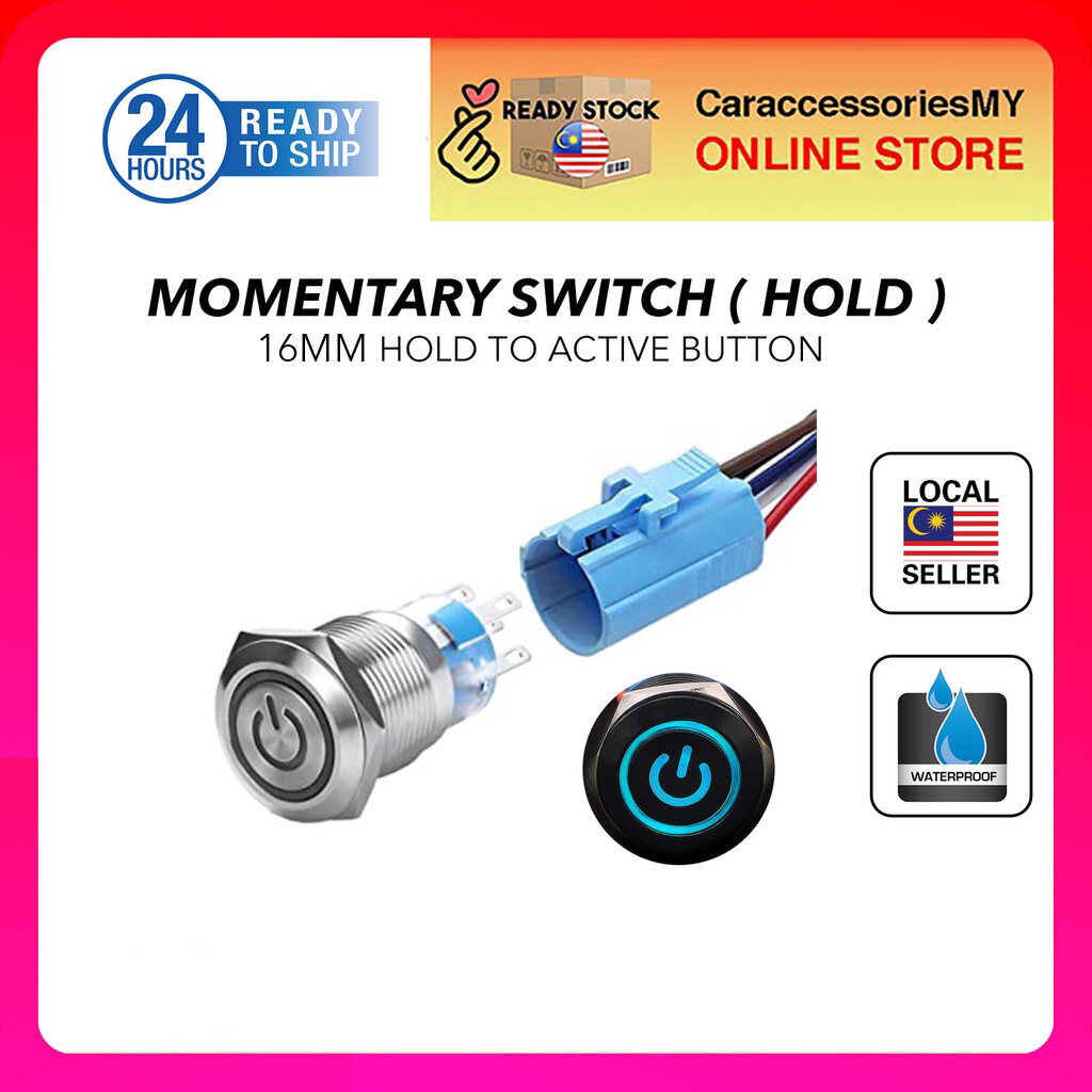 16mm momentary Car Push Button Switch ON/Off Waterproof Stainless Steel ...