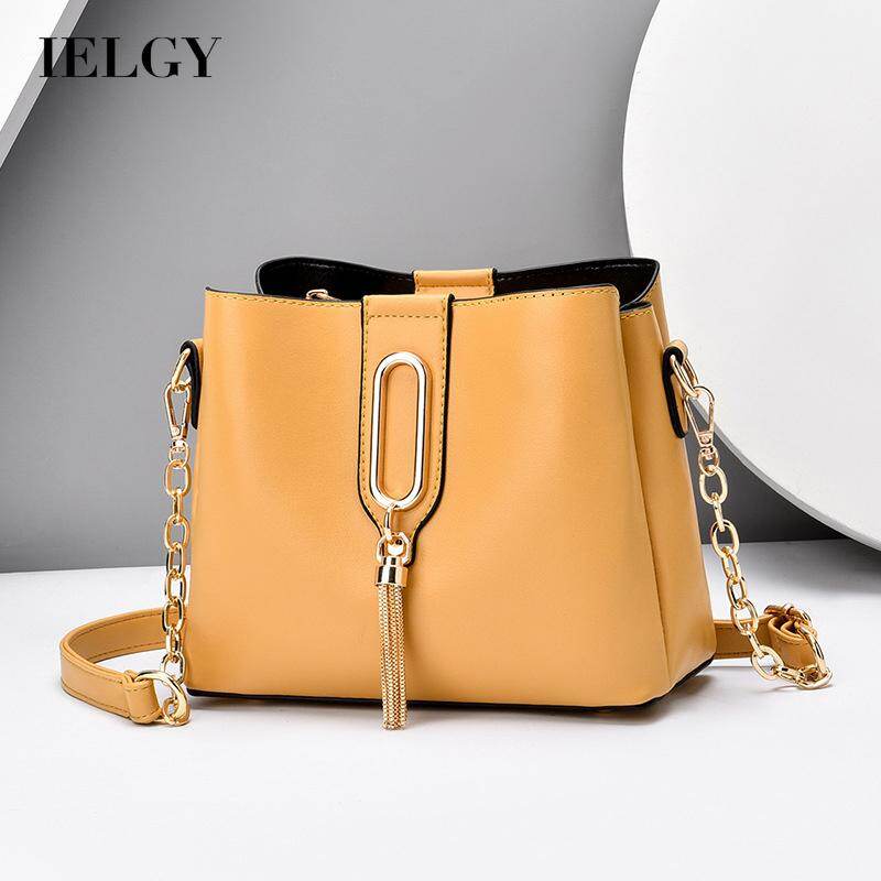 IELGY solid color chain tassel personalized one-shoulder messenger bag