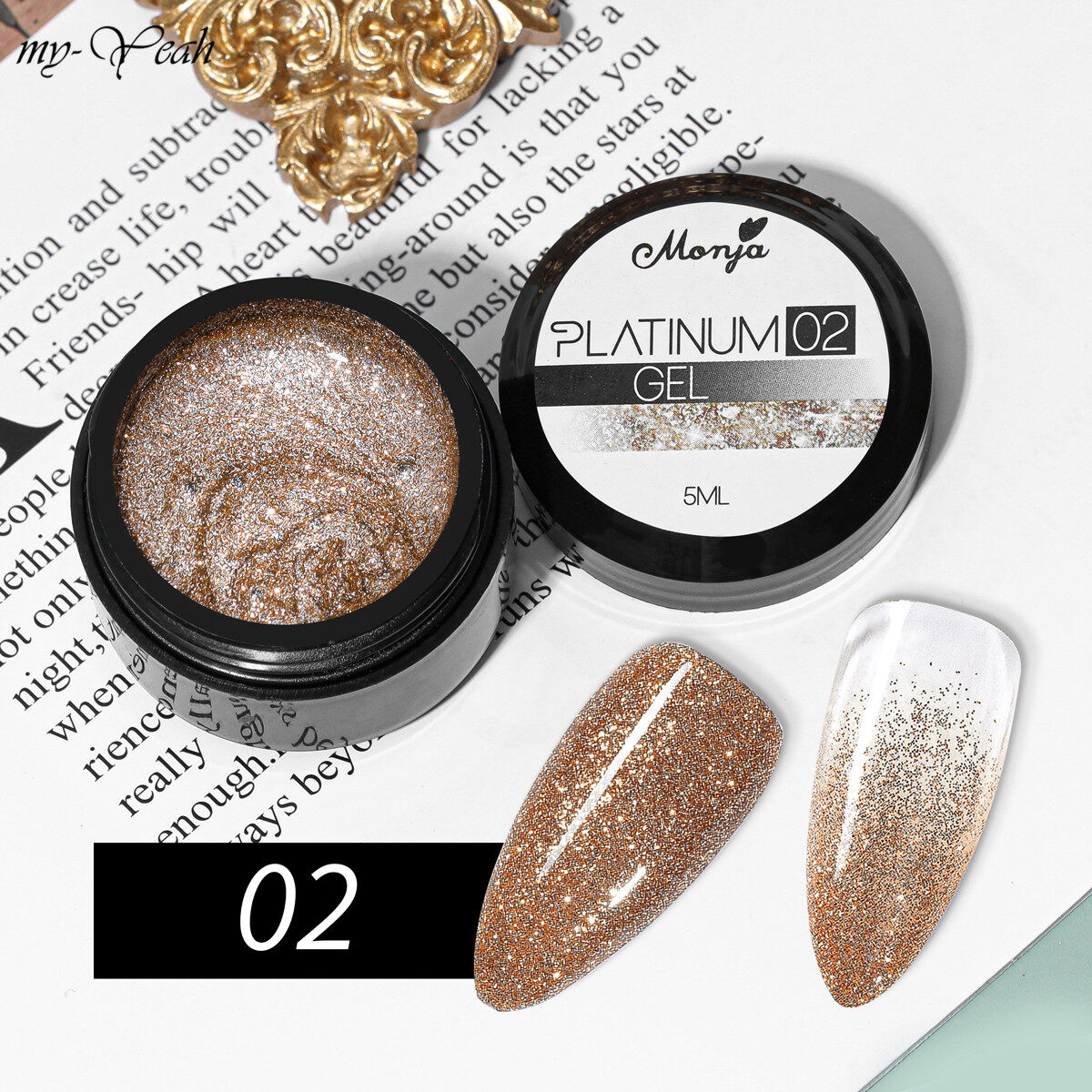 myyeah 5ML Long lanh Bạch kim Gel Sơn móng tay 7 màu Bột phản quang Tranh sơn mài Sơn mài Làm móng tay Ngâm Tắt UV Gel Varnish