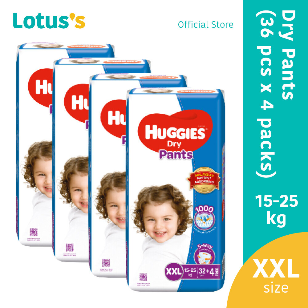 Huggies Dry Pants Diapers (XXL32+4) x 4 Super Jumbo Pack Lazada