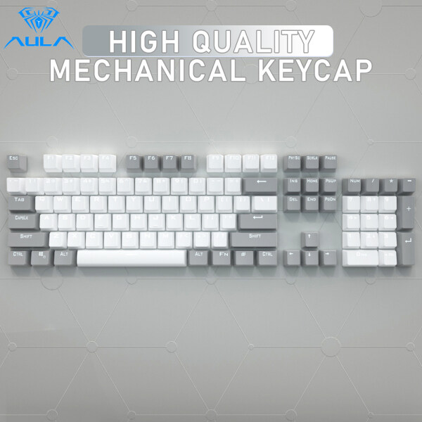 AULA ABS Mechanical two-color keycap 106 Keys Grey + White High Qualty Detachable Light Transmission Keycap Universal Mechanical keycap Singapore