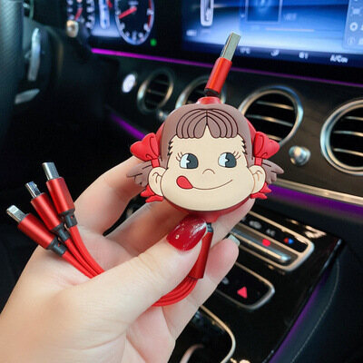 Multi-function Car Fast Charging Type-c Micro Apple Retractable Car Data Cable Charging Cable 1.2M Data Cable Three-in-one Charger