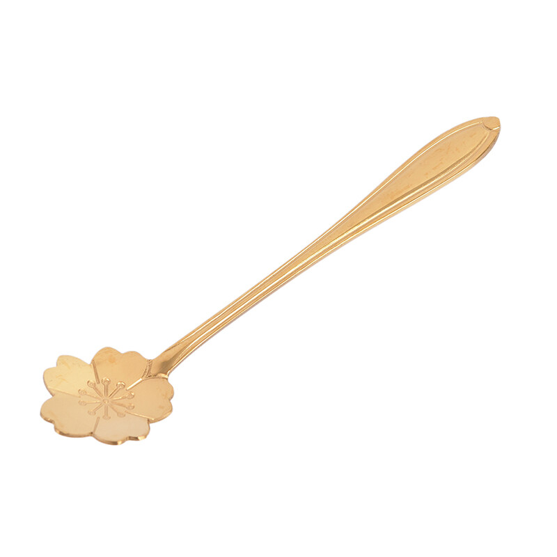 Caomangjiuk New 1pcs Stainless Steel Teaspoons Flower Shape Dessert Coffee Spoons Tableware