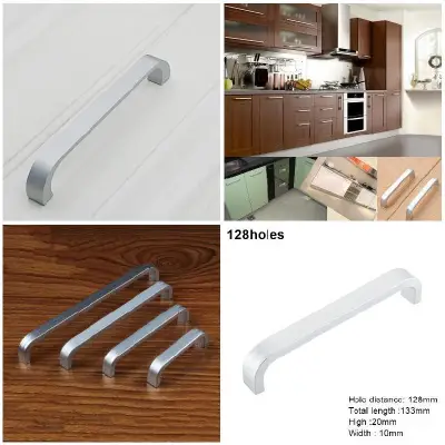 Aluminum Long Knob Cabinet Furniture Door Handles Knobs Bedroom Closet Dresser Kitchen Drawer Pulls