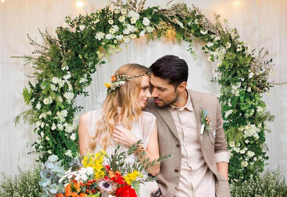 YongFoto 7x5ft Vinyl Photo Backdrop Wedding Backdrop Roses Flowers Curtain Beutiful Floral Wall Background Valentine's Day Wedding Party Wall - View #8