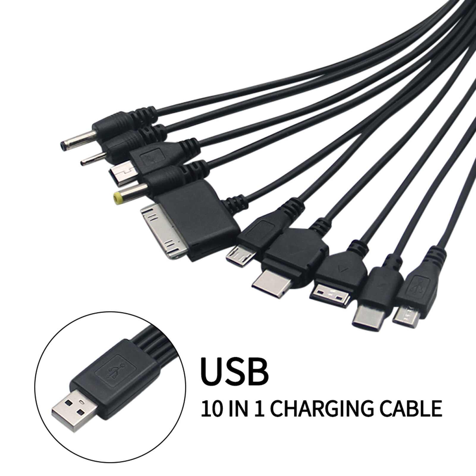 USB Data Cable 1 Drag 10 Multifunctional Plug Play Widely Compatible Charge USB Multi Charger Data Cord for Home USB Charging Cable