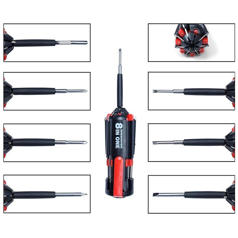 Kiprun Bộ Tuốc nơ vít 8 trong 1 với đèn LED Bộ dụng cụ gấp mũi tuốc nơ vít Multitool sửa chữa gia dụng công cụ